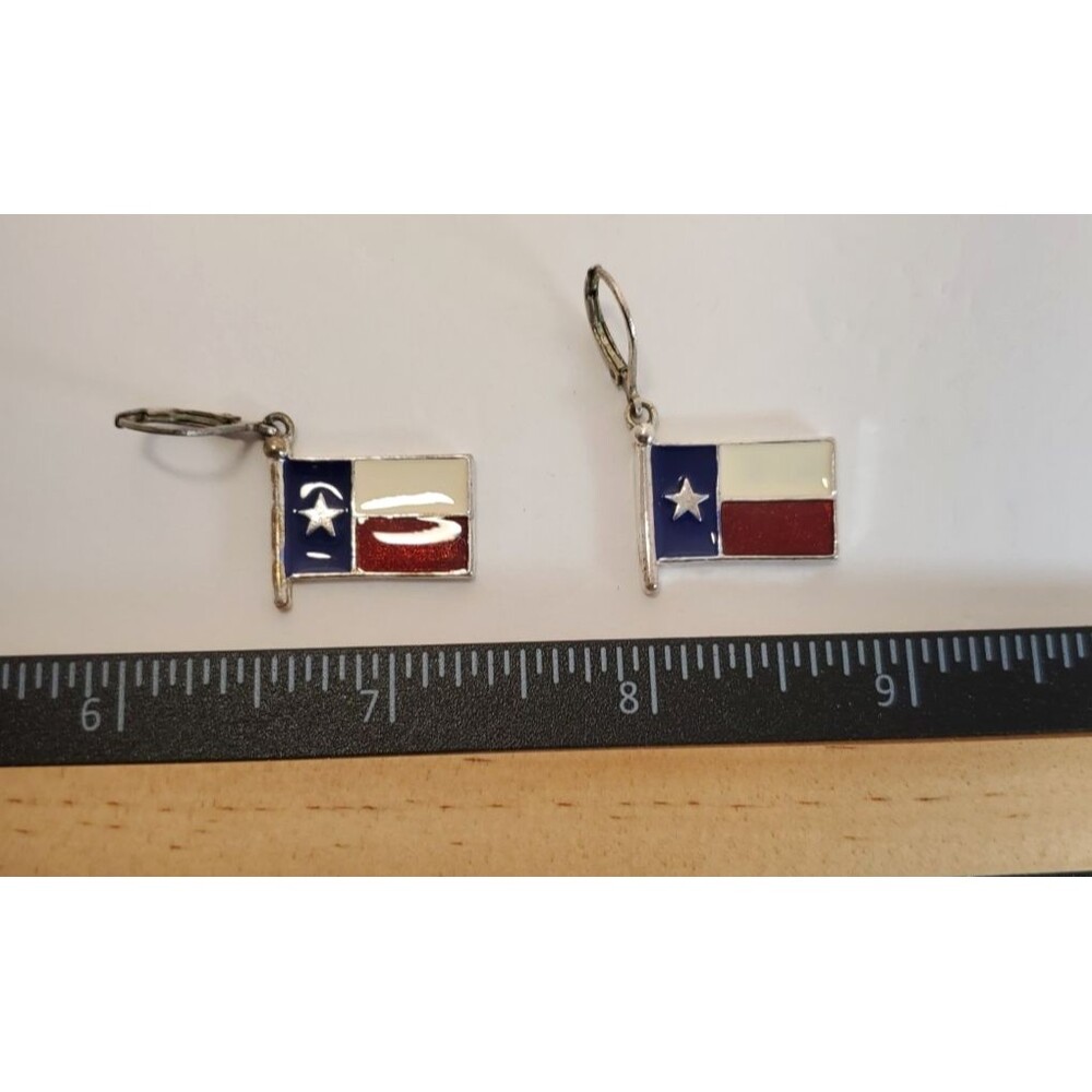 Vintage TEXAS FLAGS Earrings Lonestar State Red White & Blue w/Star